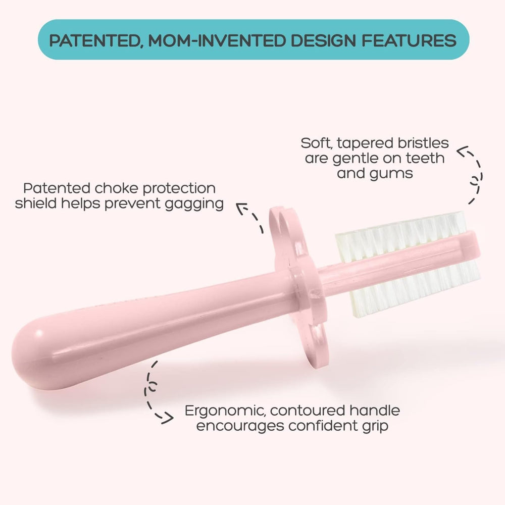 Choke protection shield on the Grabease toddler toothbrush.