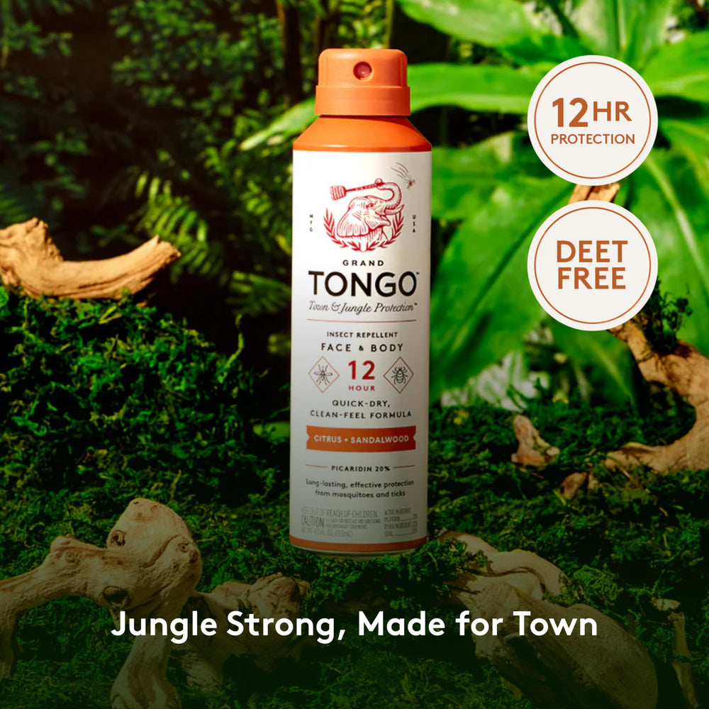 Grand Tongo Citrus + Sandalwood scent bottle conveys refreshing, light fragrance