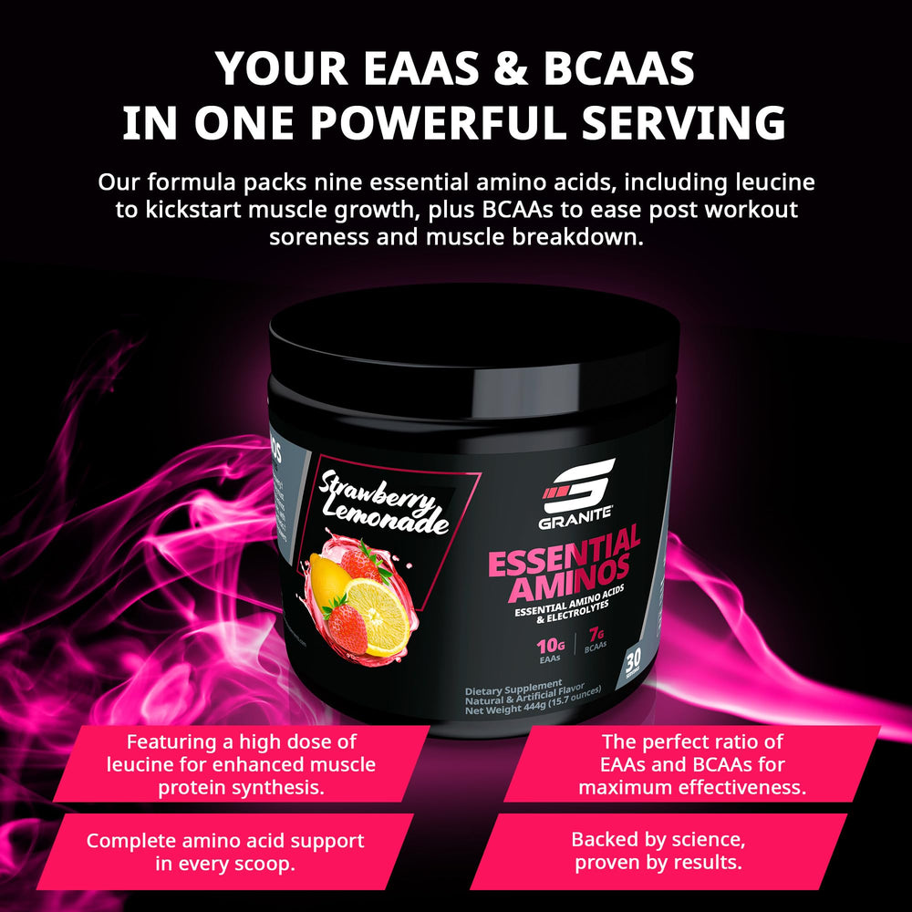 Athlete mixing Granite EAAs powder during a workout