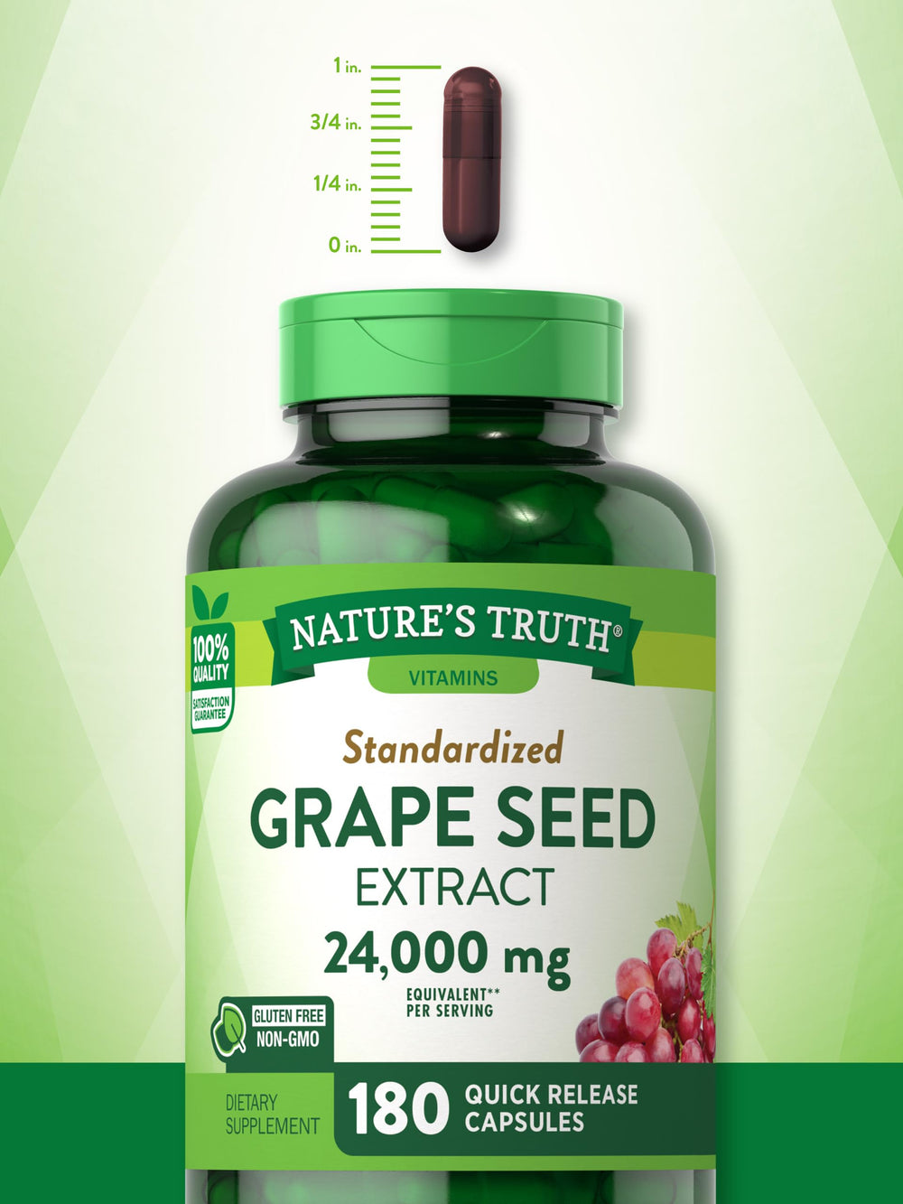 Non-GMO and gluten-free Nature’s Truth Grape Seed Extract label
