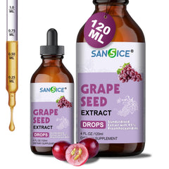 Grape seed extract liquid drops bottle close-up