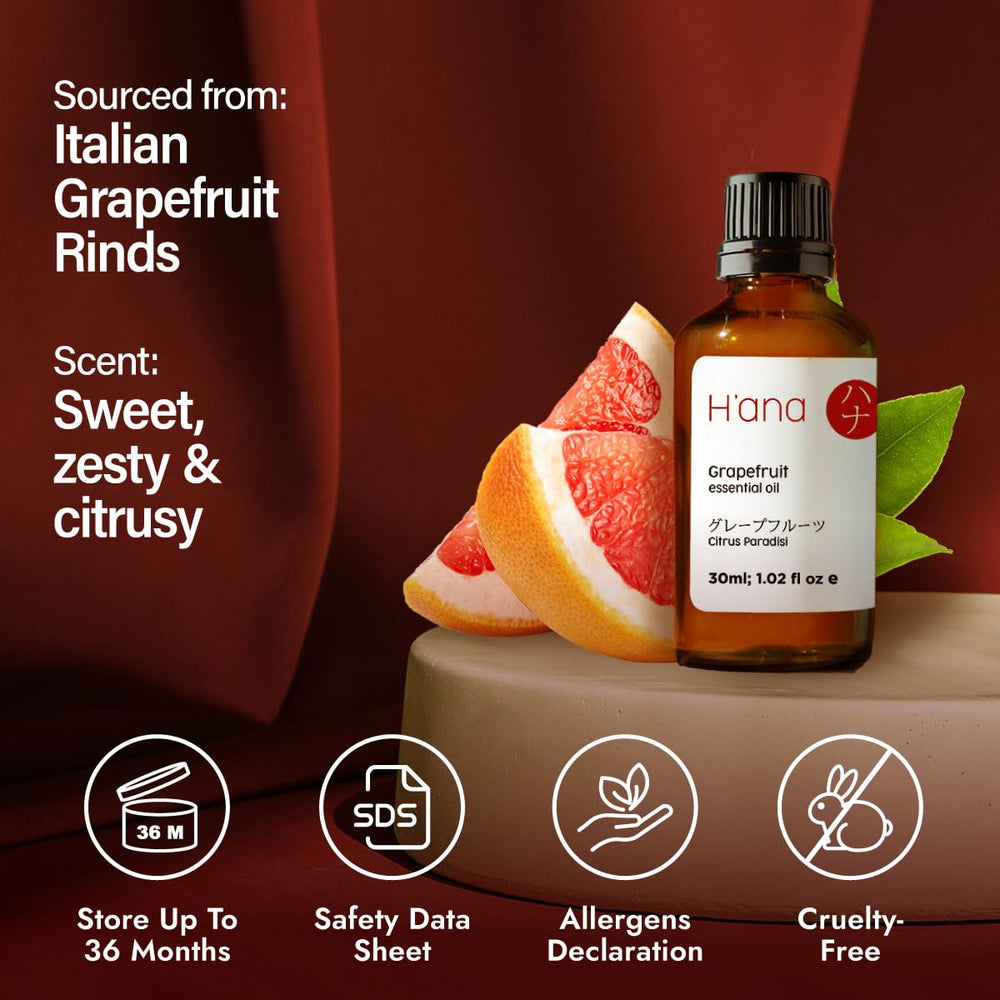 Cruelty-free label for H'ana Grapefruit Essential Oil