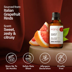 Cruelty-free label for H'ana Grapefruit Essential Oil