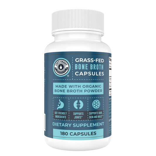 Bottle of grass-fed bone broth capsules