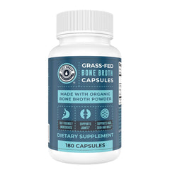 Bottle of grass-fed bone broth capsules