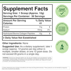 Grass-fed bovine collagen source label