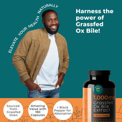 Close-up of grass-fed ox bile extract capsules