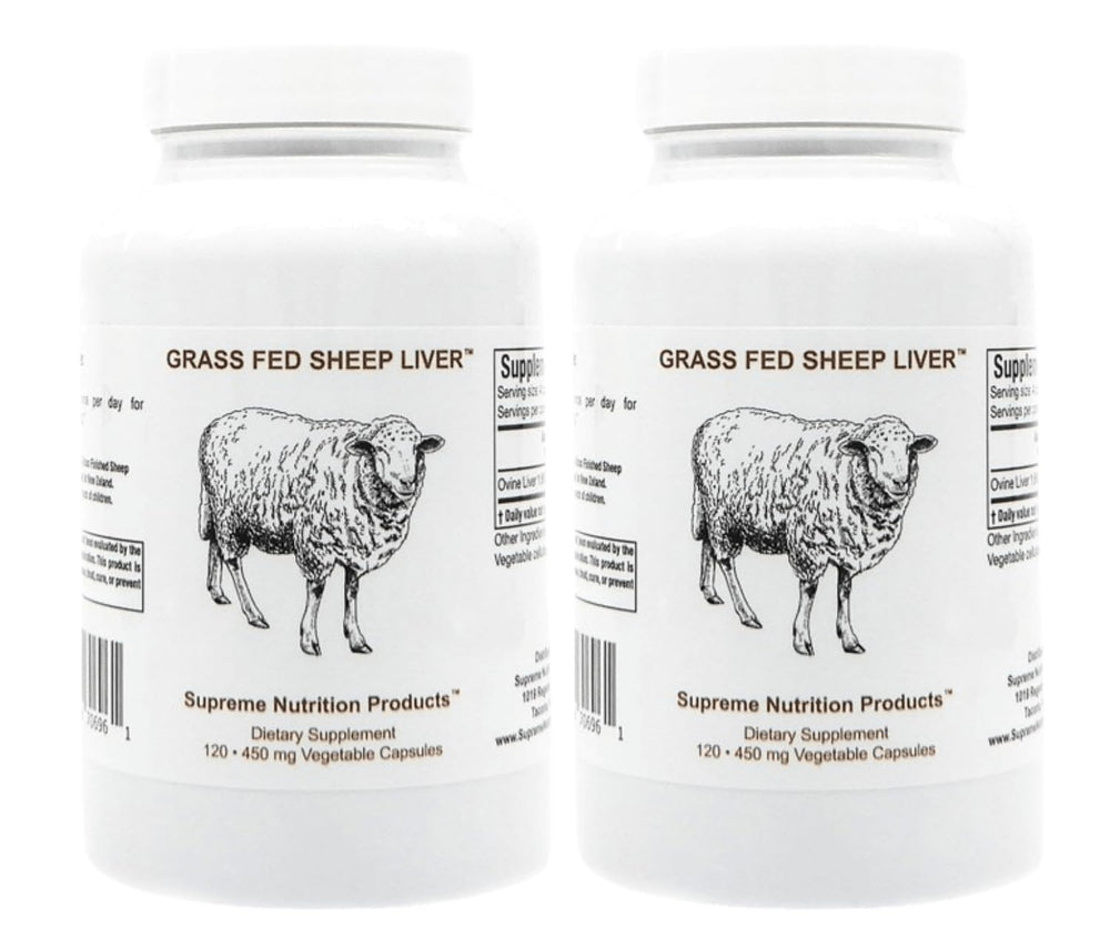 Back view of the two-pack of sheep liver capsules