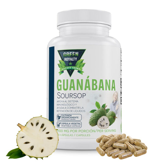 Bottle of Graviola Guanabana capsules with 1100mg per serving label