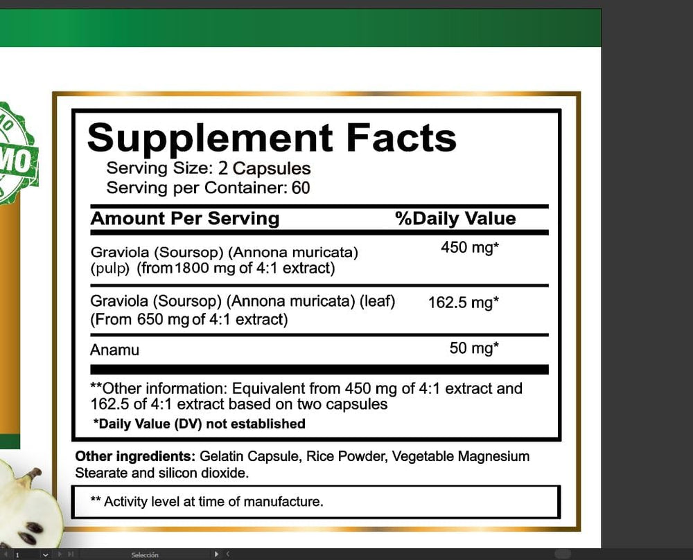 Graviola Soursop high-potency capsules bottle