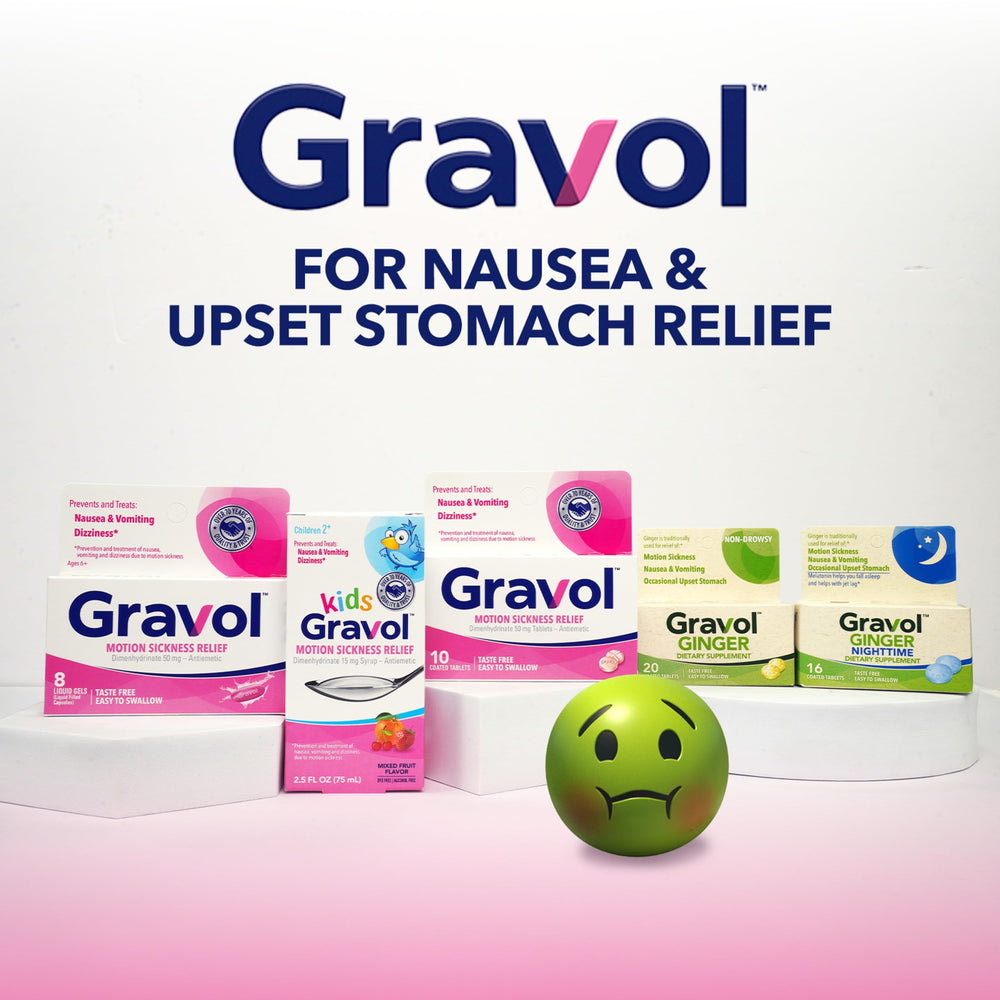 Gravol Kids Liquid supports travel comfort with quick, easy use during trips.