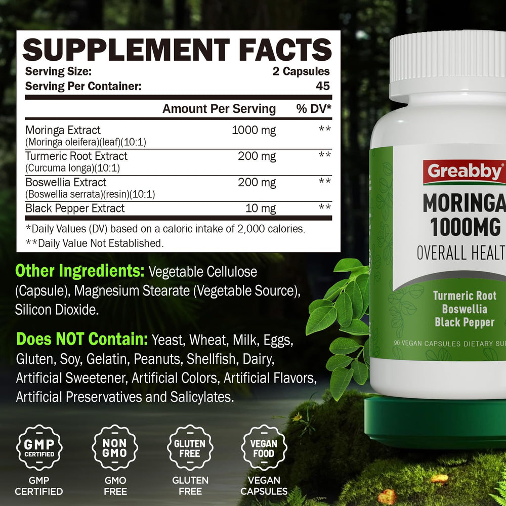 Dosage guide indicating 2 capsules daily for energy