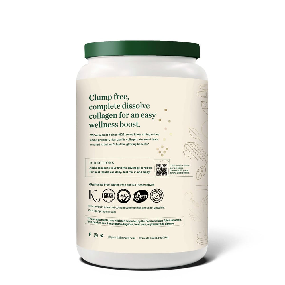 Great Lakes Wellness collagen powder dissolving in a beverage with smooth texture.