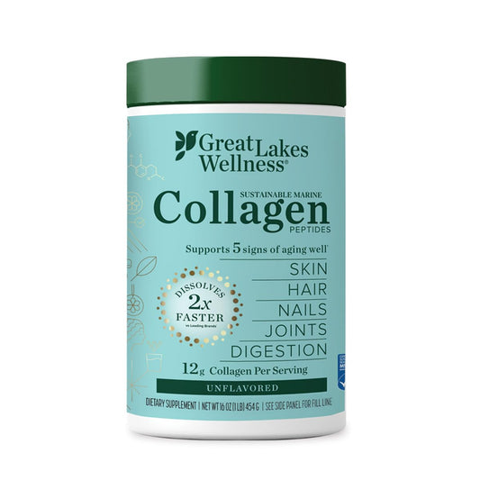 Great Lakes Wellness marine collagen powder 16oz bottle