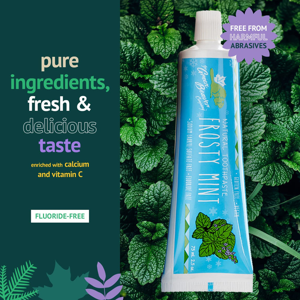 Green Beaver Frosty Mint toothpaste packaging 2.5 oz