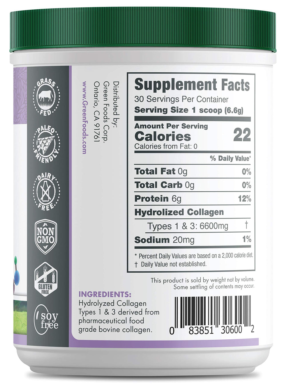 7oz jar of Green Foods collagen peptides