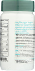 Nutrition facts panel on Green Foods Organic Chlorella bottle
