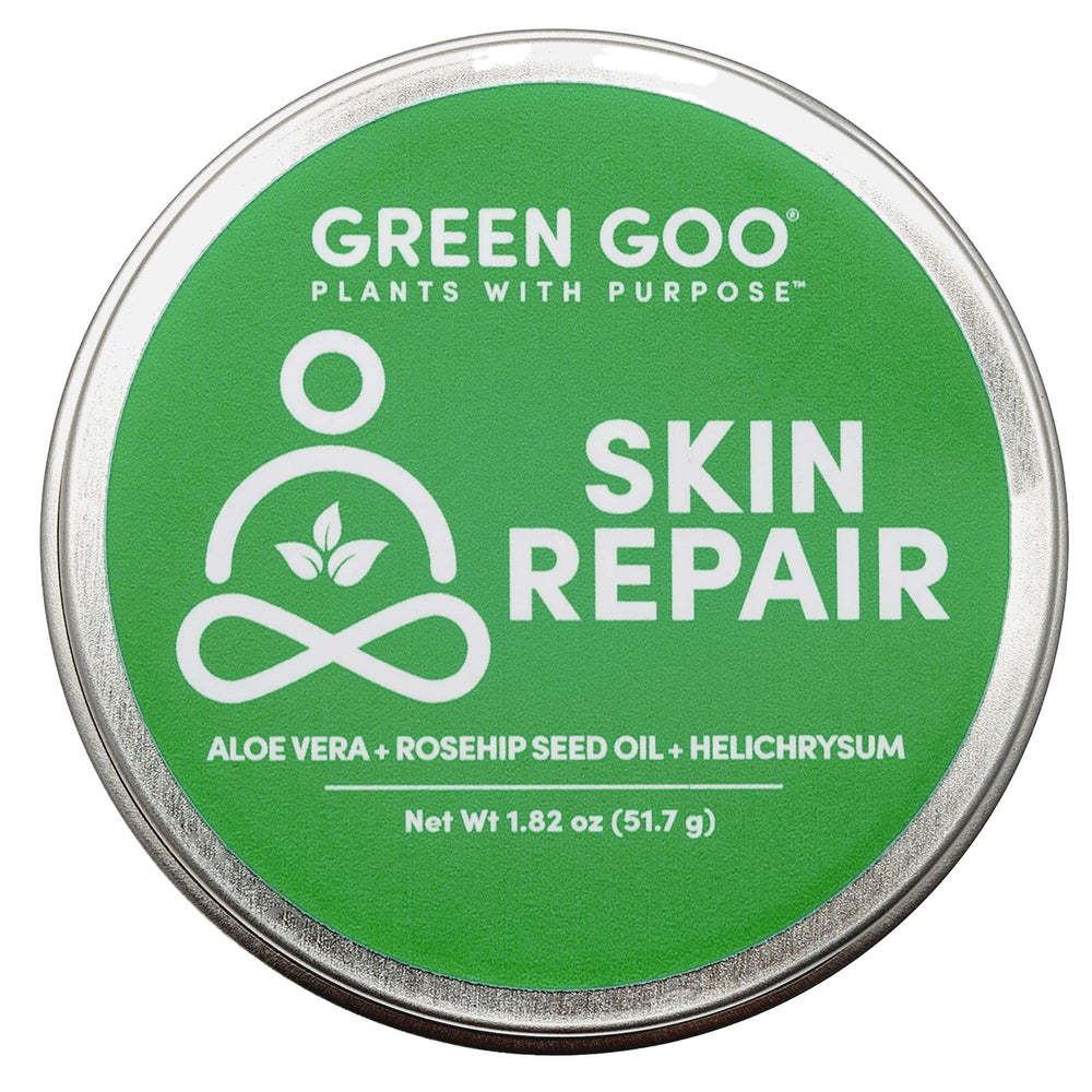 Green Goo salve tin front view for daily dry-skin moisture.