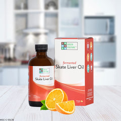 Liquid form of Green Pasture Fermented Skate Liver Oil orange 6 oz