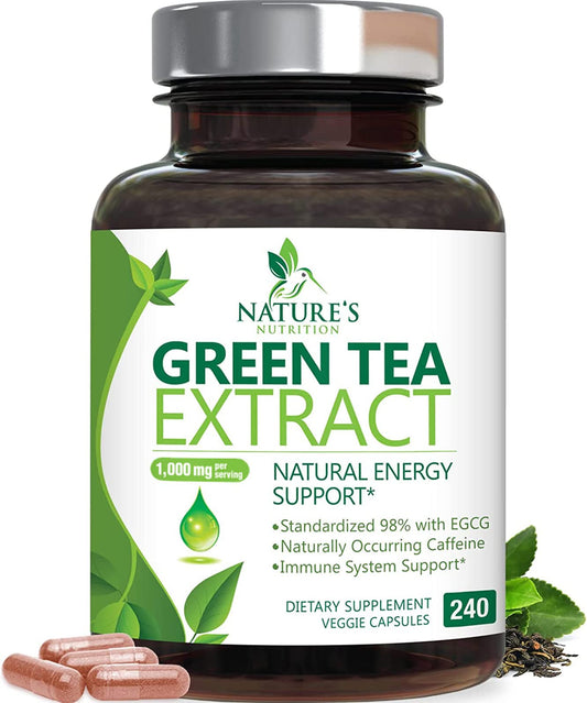 Front view of Green Tea Extract Capsules 1000 mg bottle