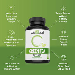 Label highlighting 500 mg per serving of green tea extract