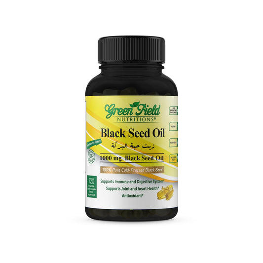 Greenfield Nutritions Halal Black Seed Oil bottle and packaging