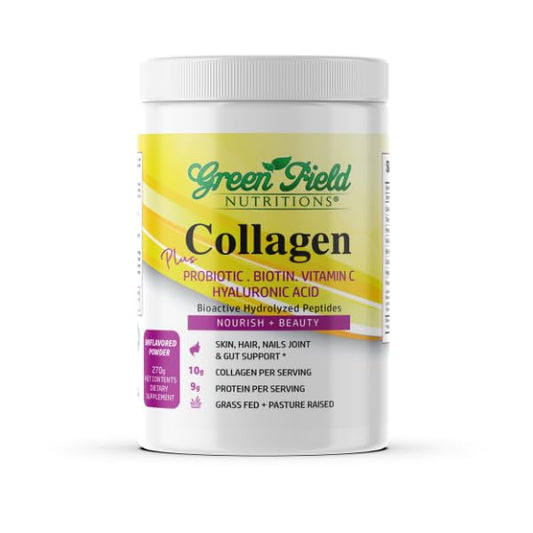 Greenfield Nutritions Halal Collagen Powder hero image with bottle and scoop