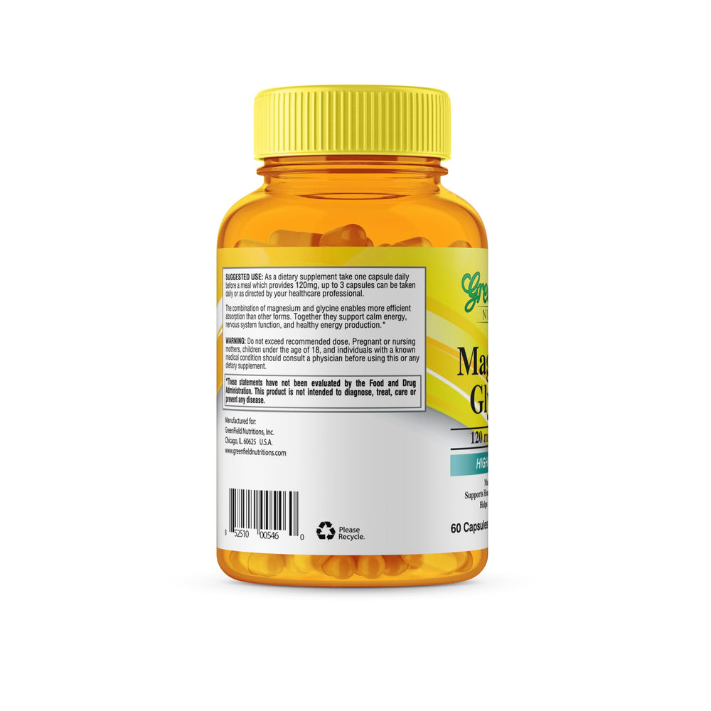 60 magnesium glycinate capsules ready for daily use