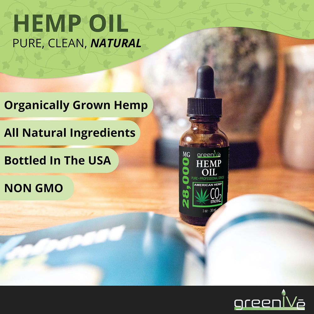 GreenIVe Hemp Drops 28,000mg bottle with label