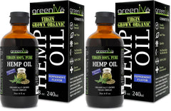 GreenIVe Organic Peppermint Hemp Oil bottle, 8oz, 2-pack