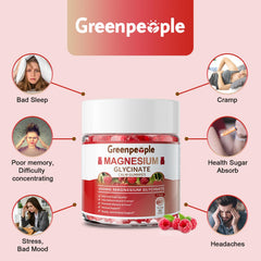 GreenPeople Magnesium Glycinate Gummies label shows D3 and B6 for added nutrients.