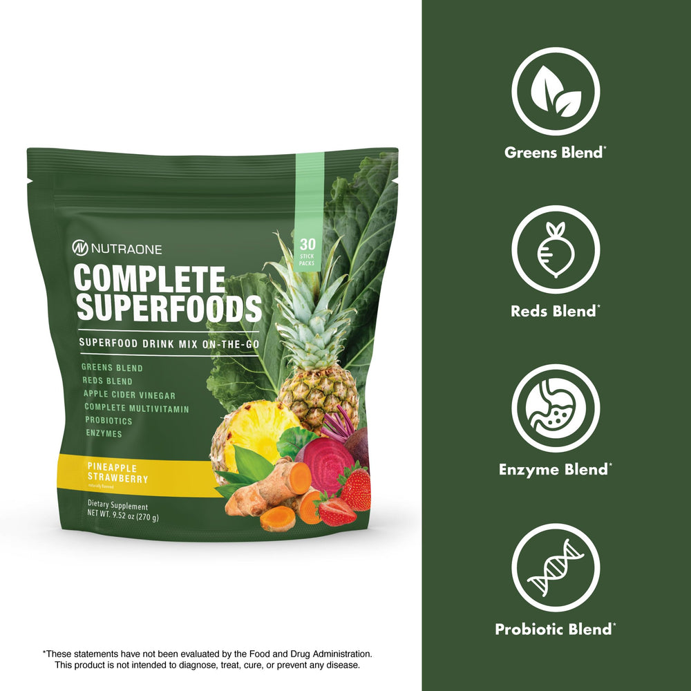 Greens and Reds Blend ingredients: kale, broccoli, pineapple, raspberries