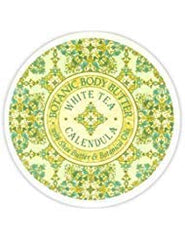 Greenwich Bay Botanic Body Butter with White Tea Calendula label, rich hydration for dry skin.
