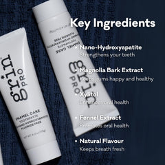 Fluoride-free label on Grin Pro Enamel Repair toothpaste