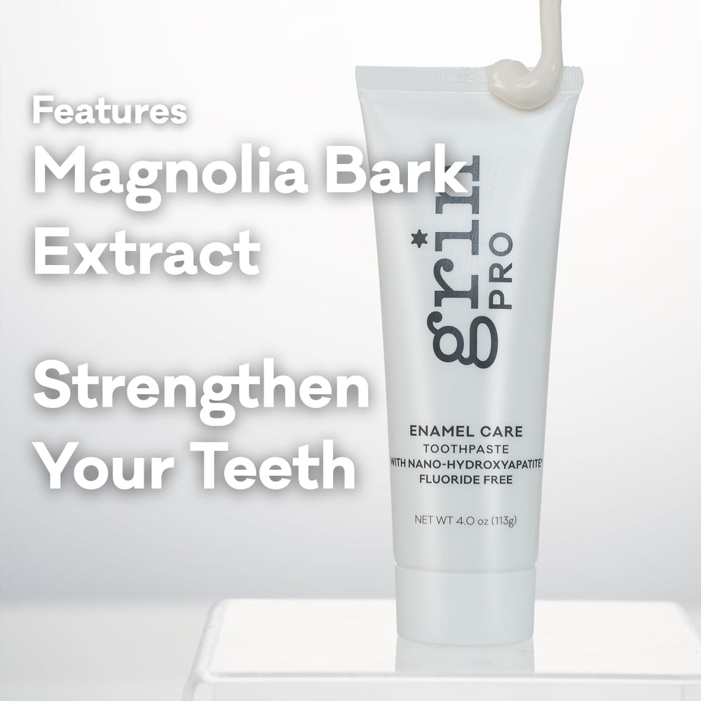 Close-up of nano-hydroxyapatite ingredient on toothpaste tube