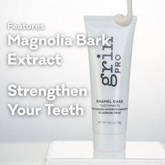 Close-up of nano-hydroxyapatite ingredient on toothpaste tube