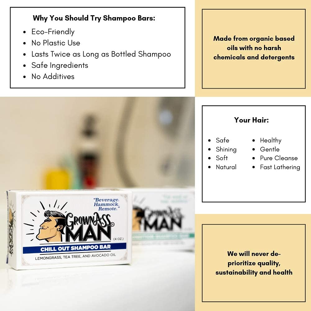 Grown Ass Man Co Mint Condition bar ingredients, essential oils and conditioning oils.