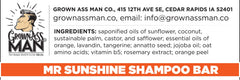 Closeup of Mister Sunshine solid bar with natural oils and conditioning agents