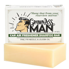 Grown Ass Man Co. solid shampoo bar with forest pine scent for hair, beard and body care.