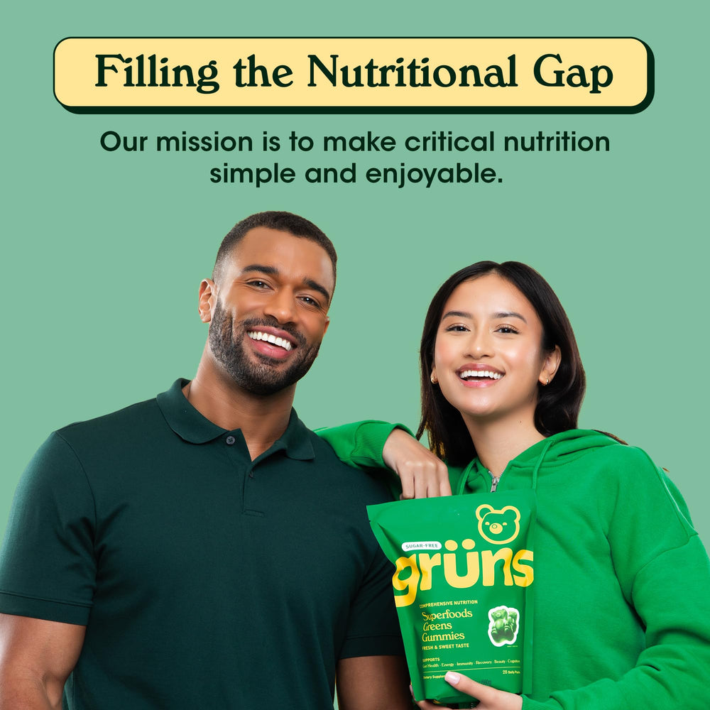 Plant-based nutrition with greens, vitamins and minerals in gummies