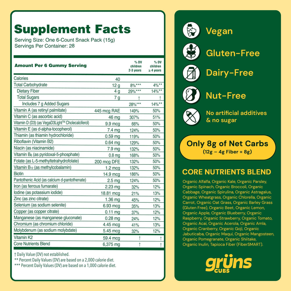 Grüns vegan gluten-free dairy-free nut-free gummies ensure allergen-friendly options.