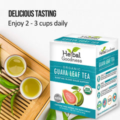 Close-up of guava leaves used for tea