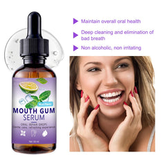 Gum Restore Drops bottle with natural ingredients illustration