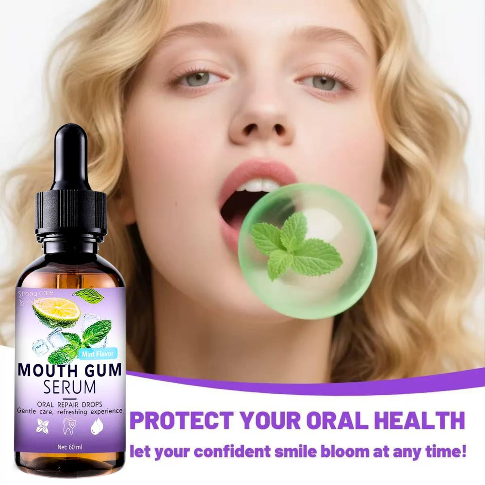 Lifestyle shot of adults using Gum Restore Drops for oral care