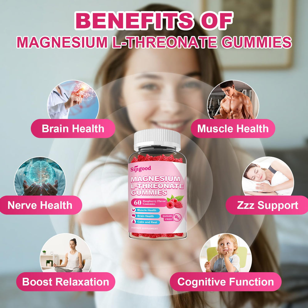 Close-up of Raspberry-flavored Magnesium L-Threonate Gummies
