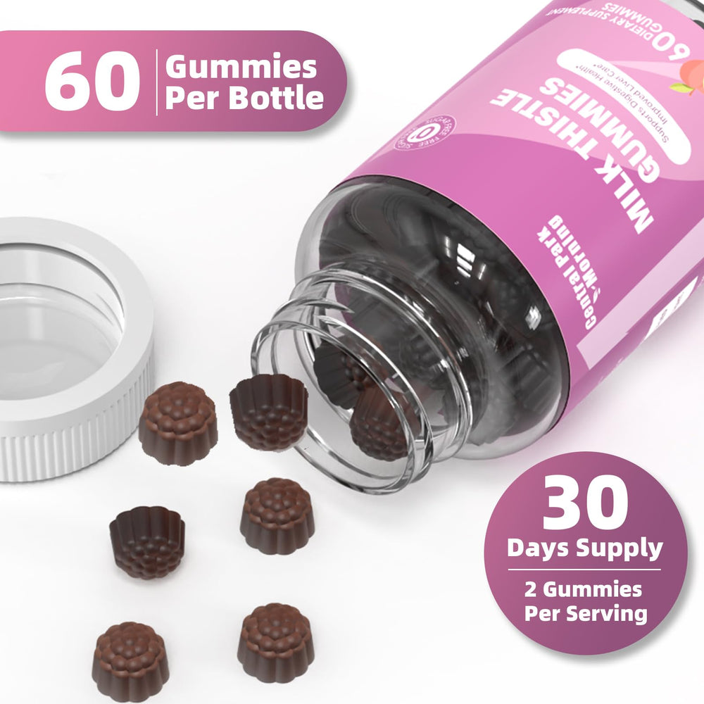 Close-up texture of the sugar-free milk thistle gummies