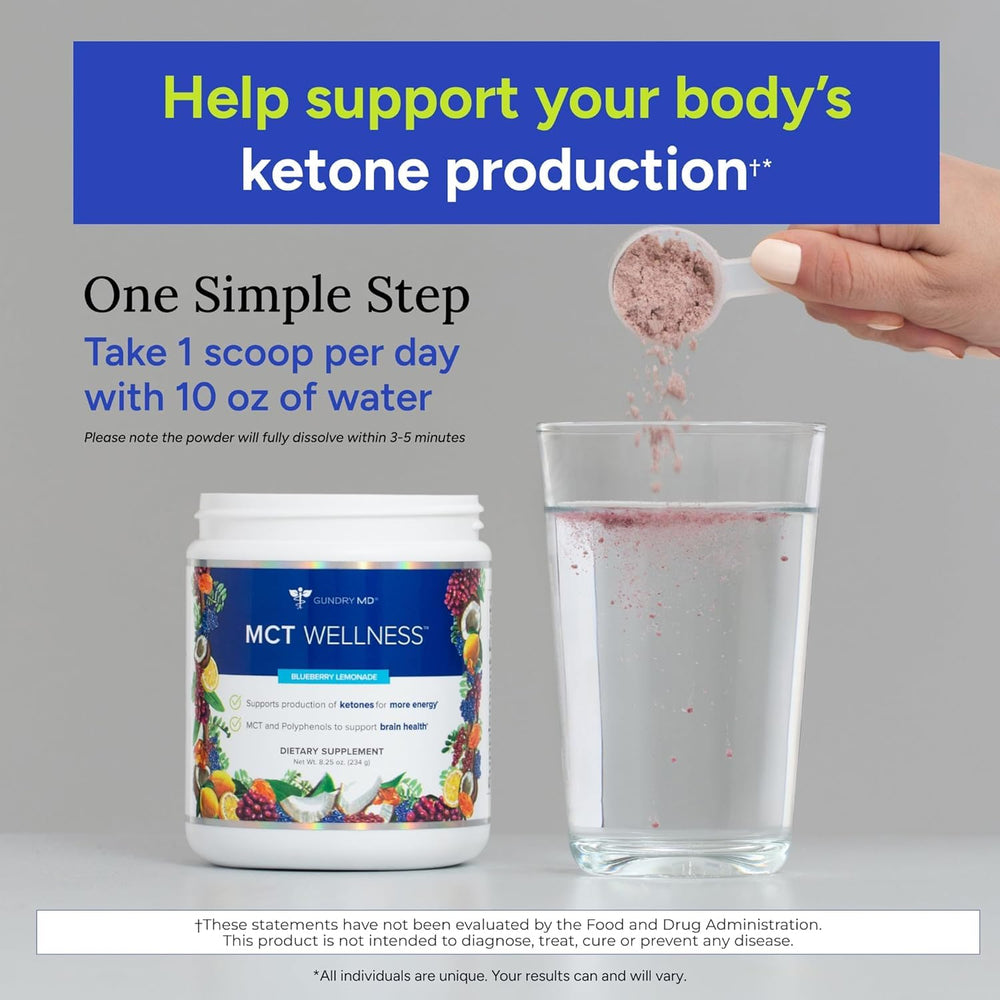 Blueberry Lemonade flavored MCT Wellness Powder shake