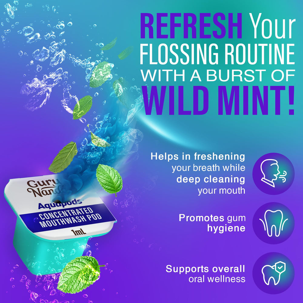 Mouthwash pod dissolving in water flosser chamber