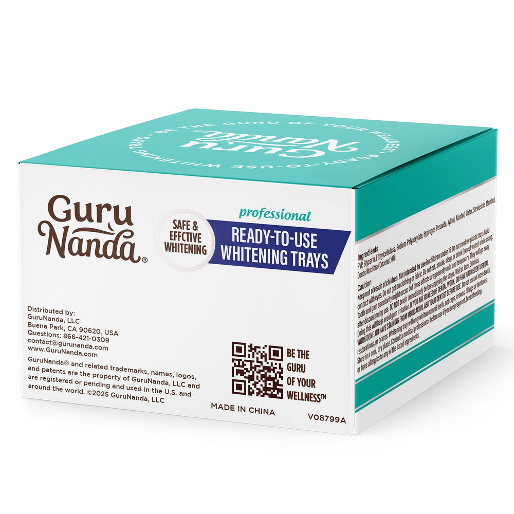 Before and after whitening results using GuruNanda trays