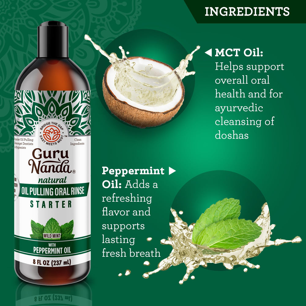 Coconut oil and peppermint oil pulling ingredients